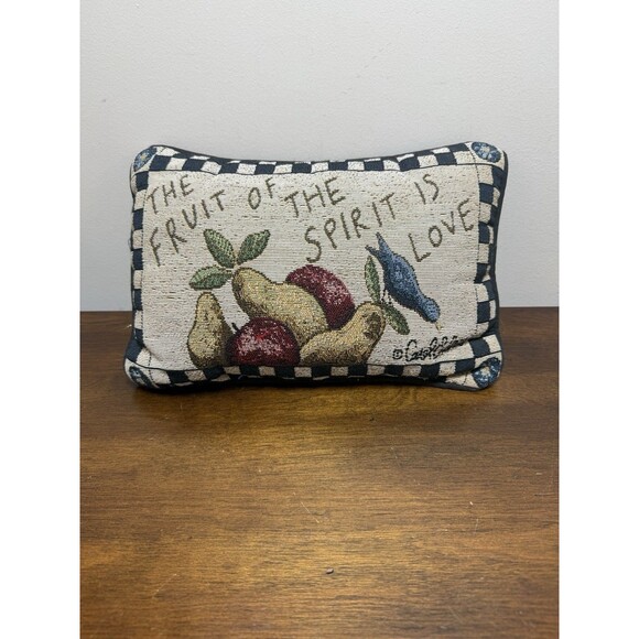 Vintage Other - Vintage "The Fruit Of The Spirit Is Love" Decorative Pillow Bird Needlepoint